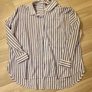large  curve appeal striped button down